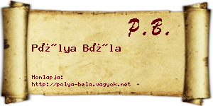 Pólya Béla névjegykártya